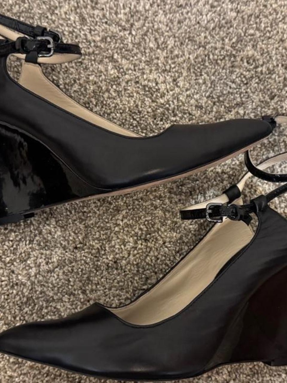 Coach Ollie wedge black ankle strap size 9